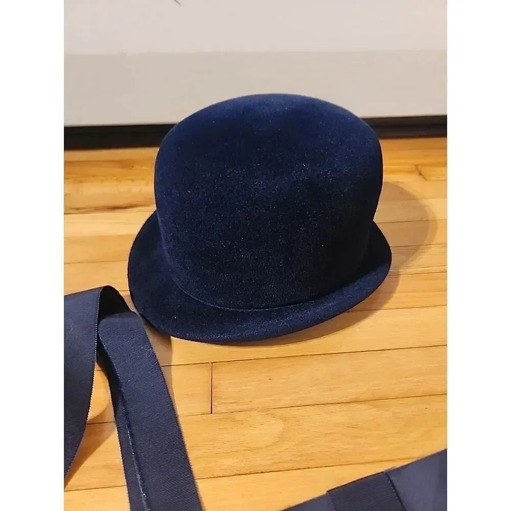 Valerie Modes Peachbloom Velour Hat Women Imported Fur Blue Vintage READ